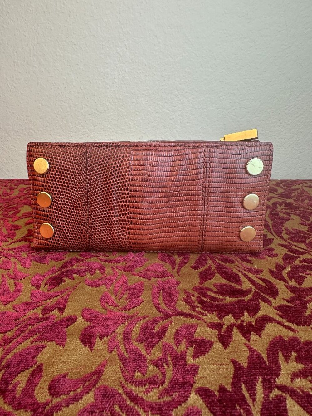 Hammitt 110 North Wallet Redwood Lizard Brushed Gold